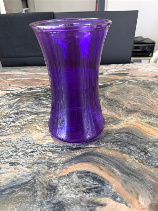 Other - Deep Purple Glass Vase — Elegant Curved Accent for Home